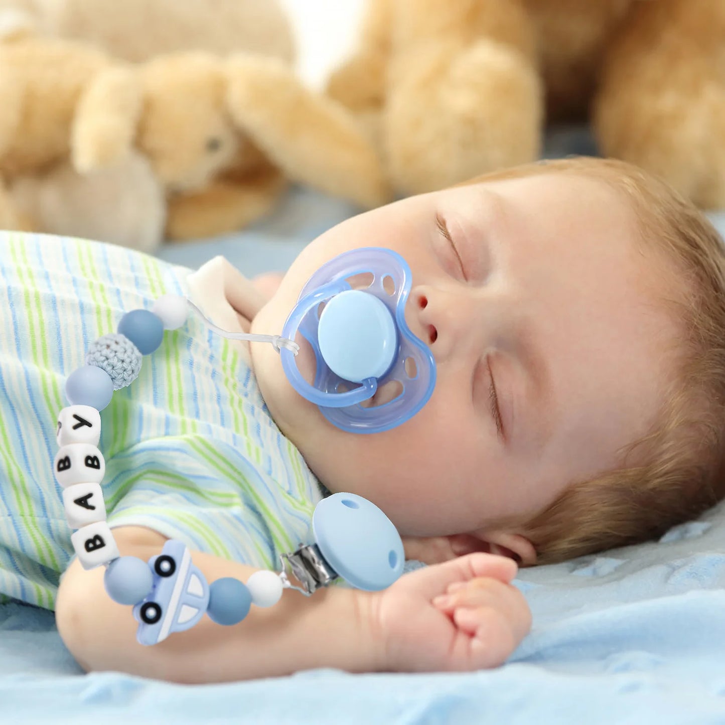 Attache-tétine personnalisé en silicone pour bébé