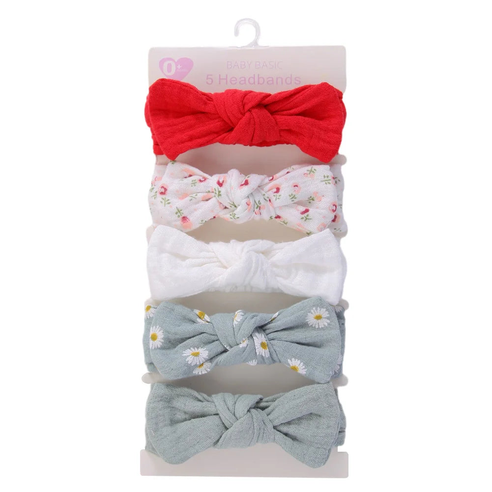 Bandeaux de cheveux bébé fille en mousseline - 5 pièces