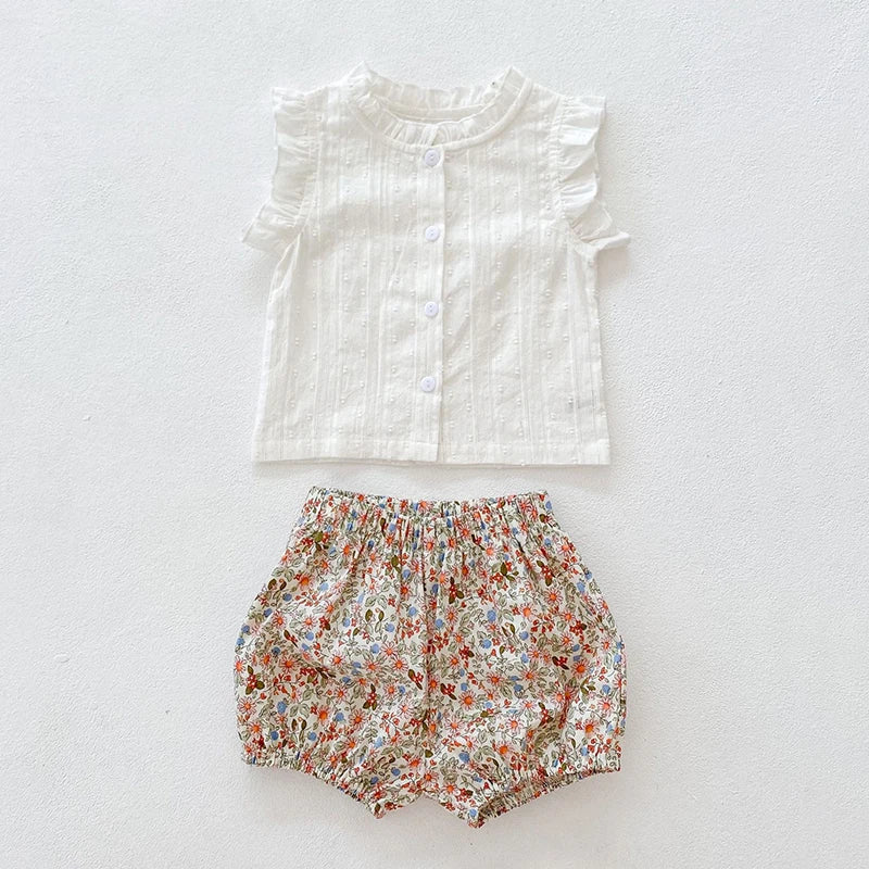 Ensemble été bébé fille - Haut + short 2 pièces