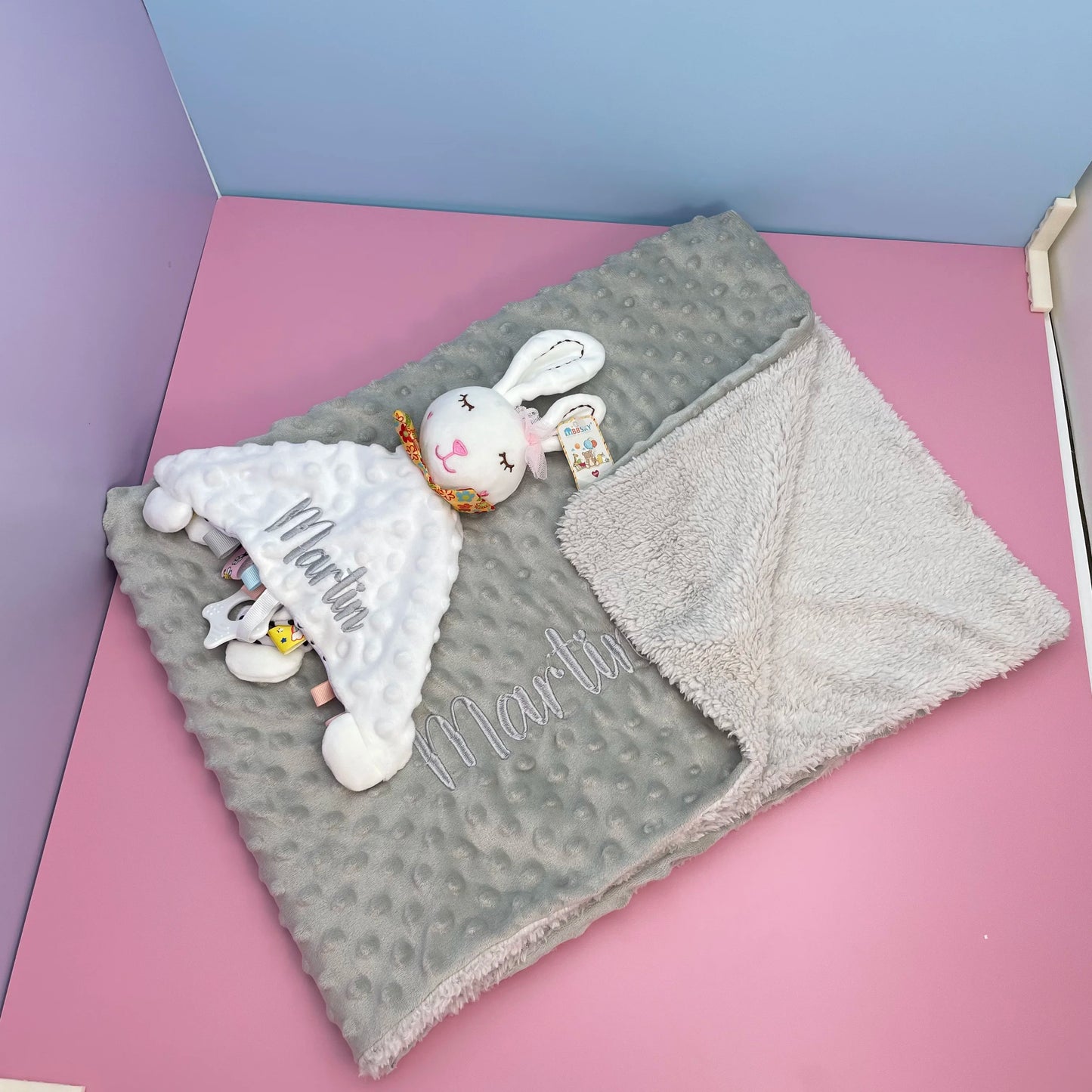 Couverture personnalisée avec doudou pour bébé,