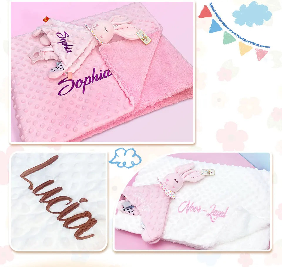 Couverture personnalisée avec doudou pour bébé,