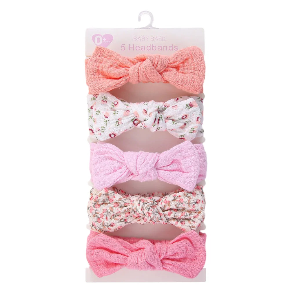 Bandeaux de cheveux bébé fille en mousseline - 5 pièces