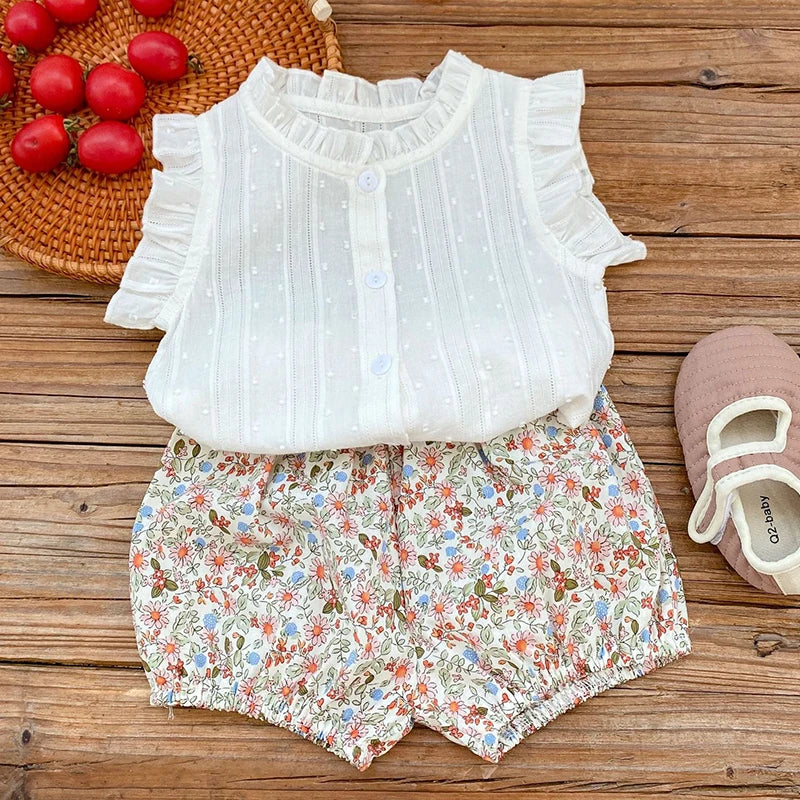 Ensemble été bébé fille - Haut + short 2 pièces