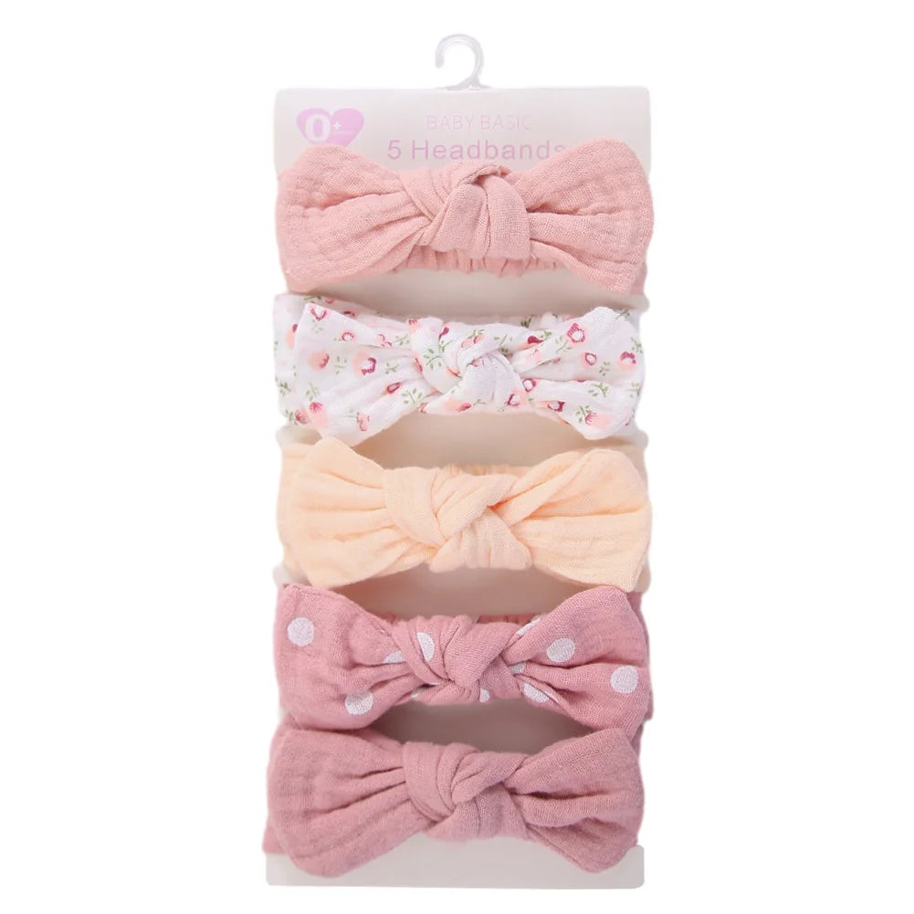 Bandeaux de cheveux bébé fille en mousseline - 5 pièces