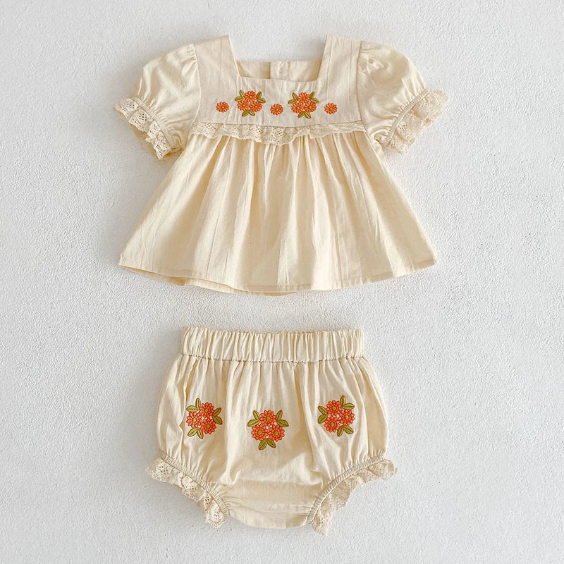 Ensemble été bébé fille - Haut + short 2 pièces