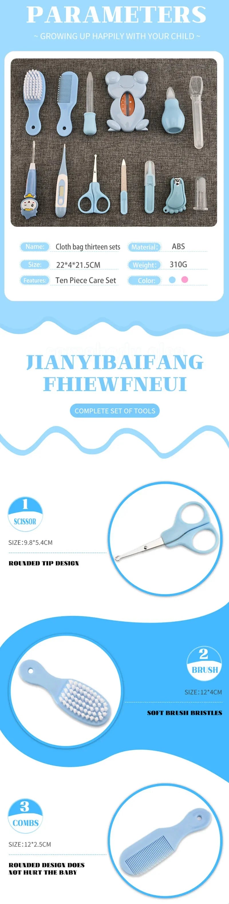 Kit de soins pour nouveau-né - 13 pièces