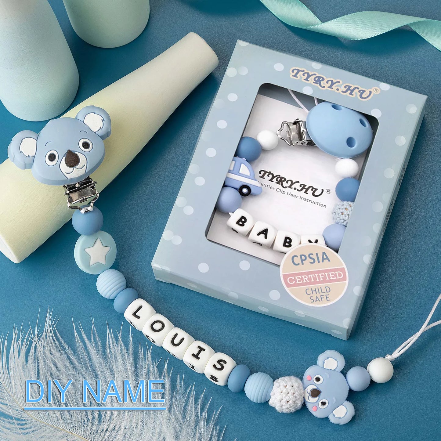 Attache-tétine personnalisé en silicone pour bébé