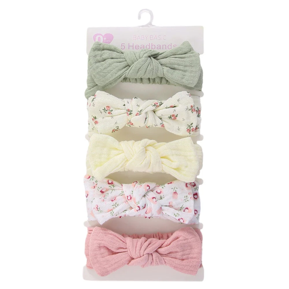 Bandeaux de cheveux bébé fille en mousseline - 5 pièces