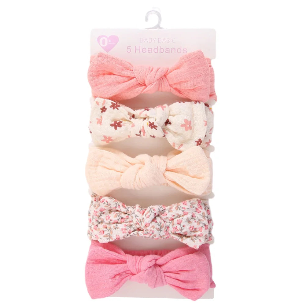Bandeaux de cheveux bébé fille en mousseline - 5 pièces