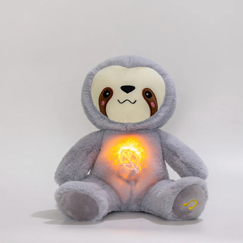 Poupée en peluche paresseux apaisant, Animal respiratoire, musique apaisante et lumineux