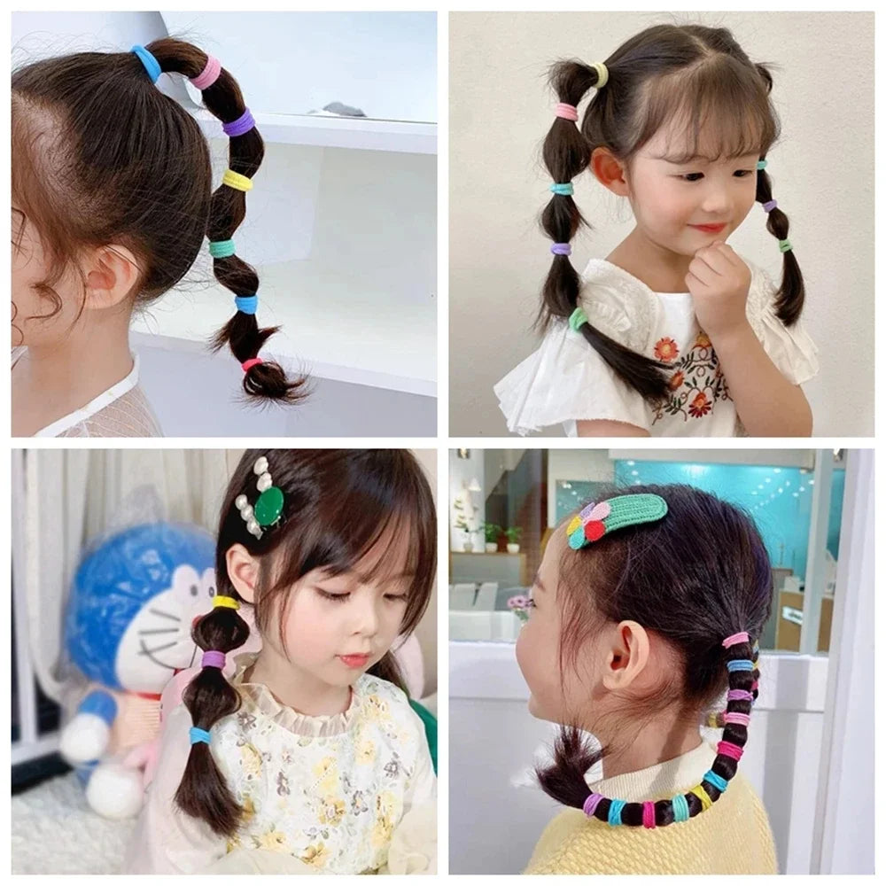 Bandes de cheveux élastiques colorées pour filles
