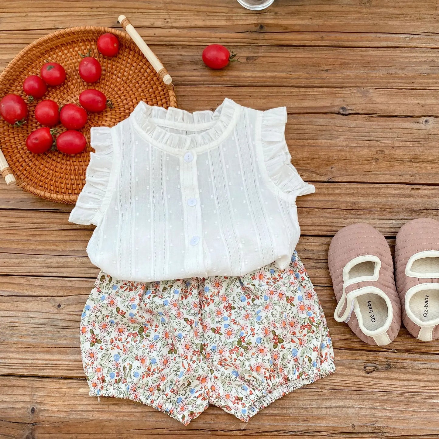 Ensemble été bébé fille - Haut + short 2 pièces