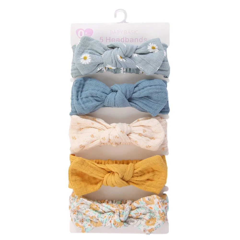 Bandeaux de cheveux bébé fille en mousseline - 5 pièces