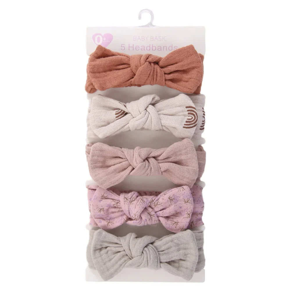 Bandeaux de cheveux bébé fille en mousseline - 5 pièces