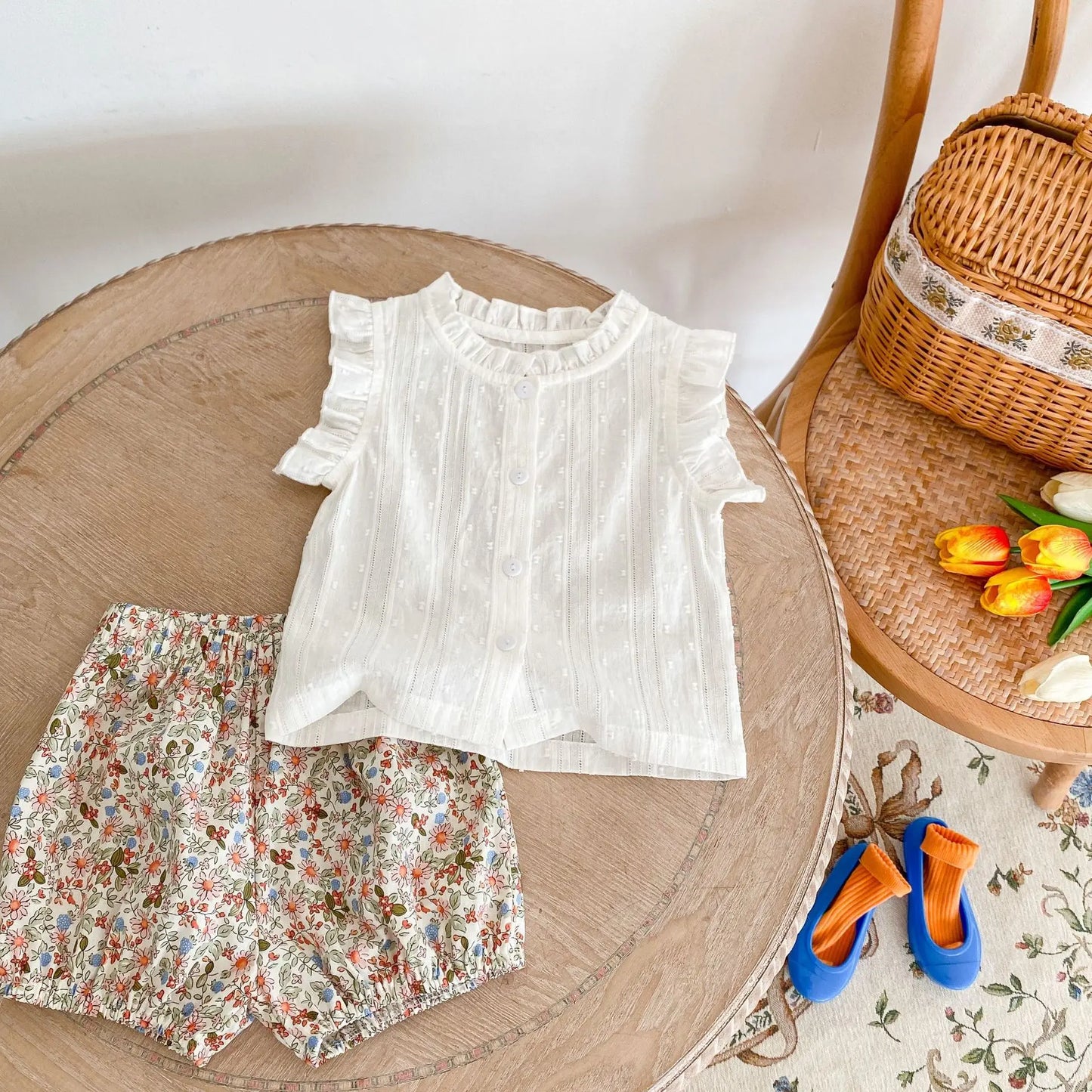 Ensemble été bébé fille - Haut + short 2 pièces