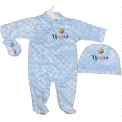 Coffret naissance 3 pièces personnalisé en minky – cadeau bébé doux 💖