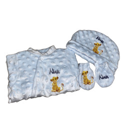 Coffret naissance 3 pièces personnalisé en minky – cadeau bébé doux 💖