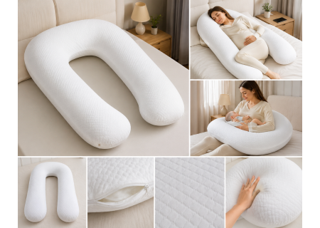 Coussin de grossesse en U multifonction blanc pour femme enceinte