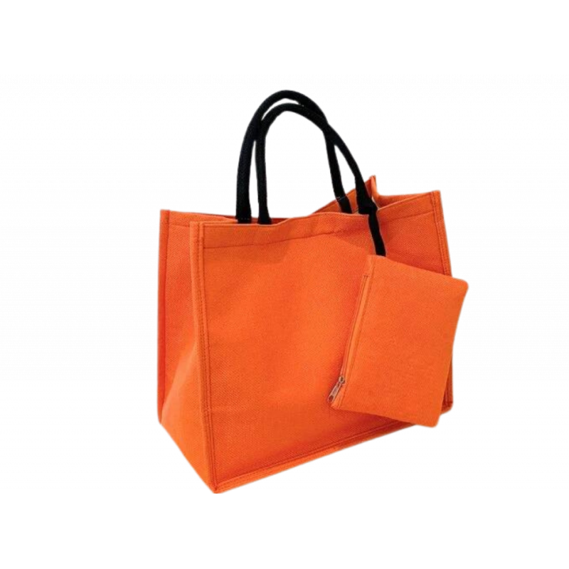 Sac jute avec porte monnaie orange