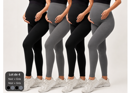 Lot de 4 leggings de grossesse | Taille haute | Creations-as