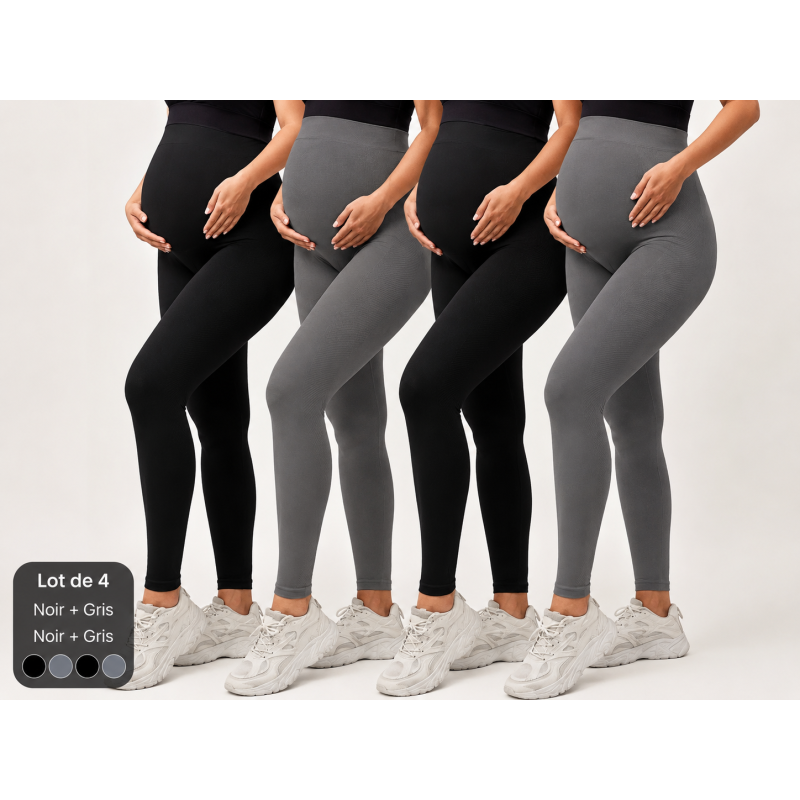 Lot de 4 leggings de grossesse | Taille haute | Creations-as