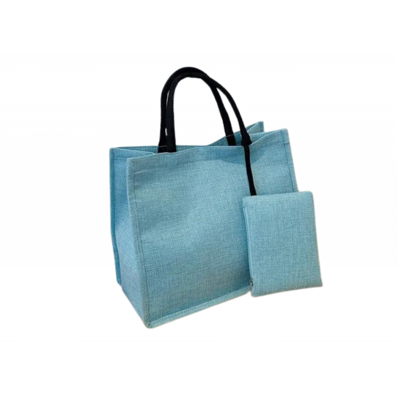 Sac jute avec porte monnaie bleu