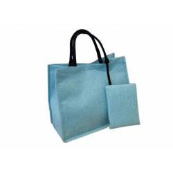Sac jute avec porte monnaie bleu