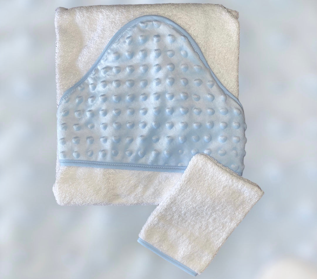 Cape de bain personnalisé Bleu Minky